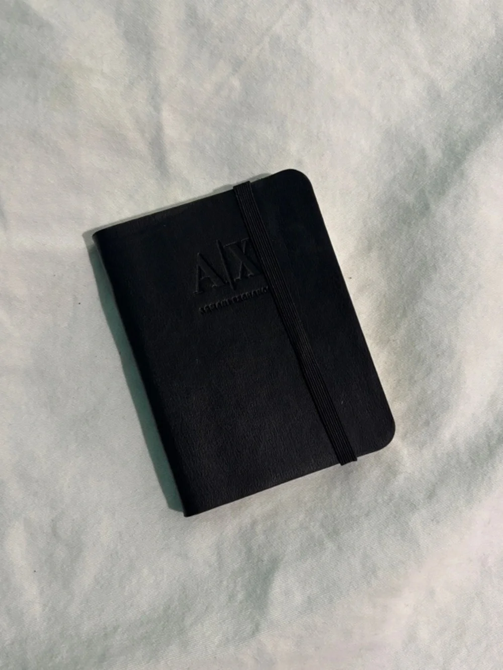 Armani Exchange Black Leather Mini Pocket Notebook